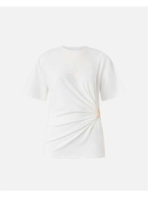 T-shirt con drappeggio e dettaglio dorato PINKO | 106455A35D/Z05